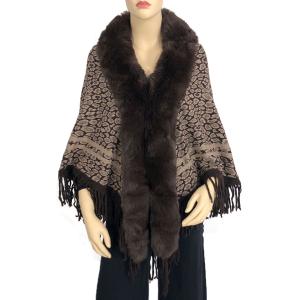 Capes - Leopard w/ Faux Rabbit Fur 98B7 Brown Leopard Cape w/Faux Rabbit Fur 98B7 - 