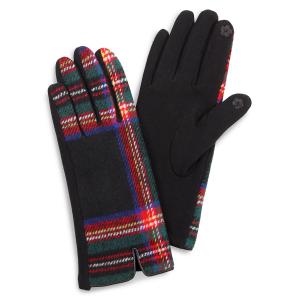 Matching Pieces for Autumn and Winter 3178 TARTAN PLAID BLACK - 3529 Smart Glove - Smart Gloves - Fleece Lined 