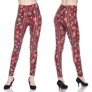 Christmas Print Brushed Fiber Leggings 7683 J216P Christmas Gifts Brushed Fiber Leggings - Ankle Length Prints - Curvy Size Fits (L-2X)