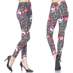 Christmas Print Brushed Fiber Leggings 7683 L053 Gifts & Snowflakes Brushed Fiber Leggings - Ankle Length Prints - Plus Size (XL-2X)