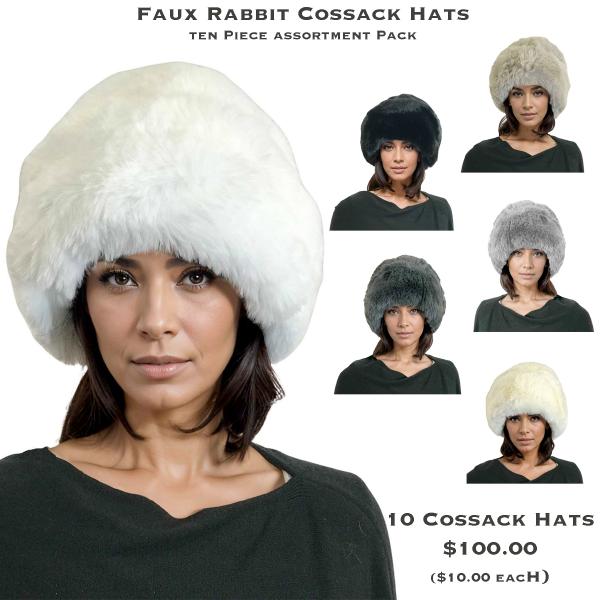 wholesale 3201 - Faux Rabbit Cossack Hats 3201 - Ten Piece Assortment Pack<br>Faux Rabbit Cossack Hats
 - One Size Fits Most