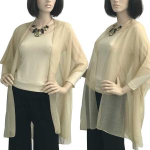 9647 - Lurex Sheer Kimono Vests Beige Sparkle (MB) - 