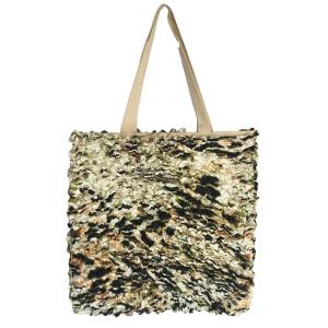 Wholesale 3294 - Puckered Fabric Tote Bags #14 Natural w/ Animal Print  - 