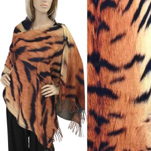 3305 - Suede Cloth Animal Print Button Shawl FANTASY TIGER COPPER TONES Suede Cloth Animal Print Shawl with Buttons  - 