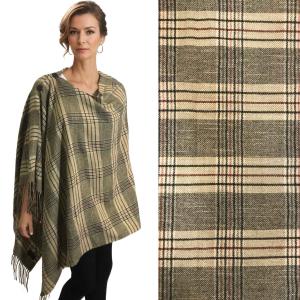 3306 - Plaid Button Shawls 3306 Plaid Brown #20 with Brown Buttons - 