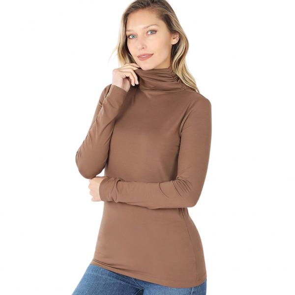 Wholesale Brushed Fiber Ruched Turtleneck Long Sleeve 2055