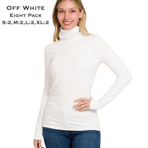 Wholesale Brushed Fiber - Ruched Turtleneck Long Sleeve 2055 Off-White (EIGHT PACK)<br>Ruched Turtleneck Long Sleeve 2055<BR>S:2,M:2,L:2,XL:2 - 