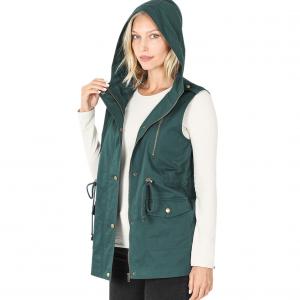 Wholesale Safari Vest - Loose Fit Drawstring Waist 2448  Hunter Green Loose Fit Drawstring Waist Vest - Large