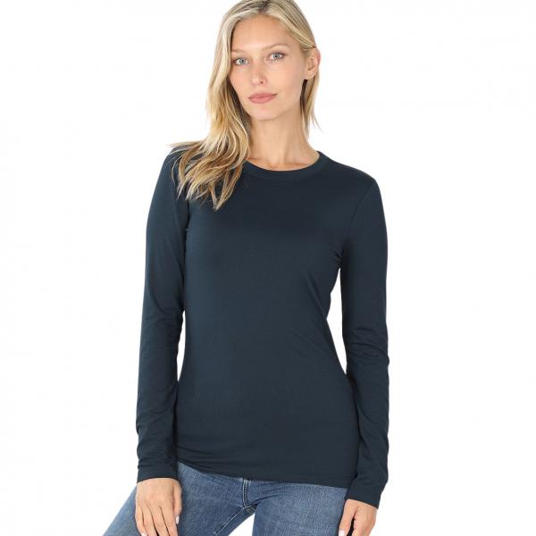 wholesale 2053 - Round Neck Long Sleeve Tops Midnight Navy Brushed Fiber - Round Neck Long Sleeve 2053 - Medium