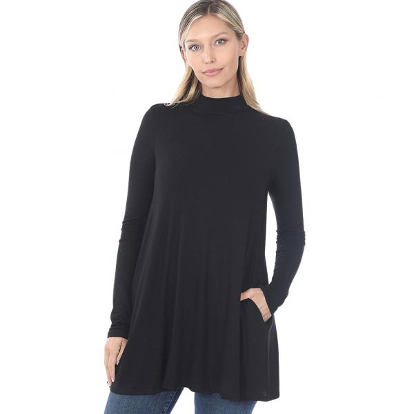 Wholesale Mock Turtleneck Tunic-Long Sleeve w/ Pockets 1641