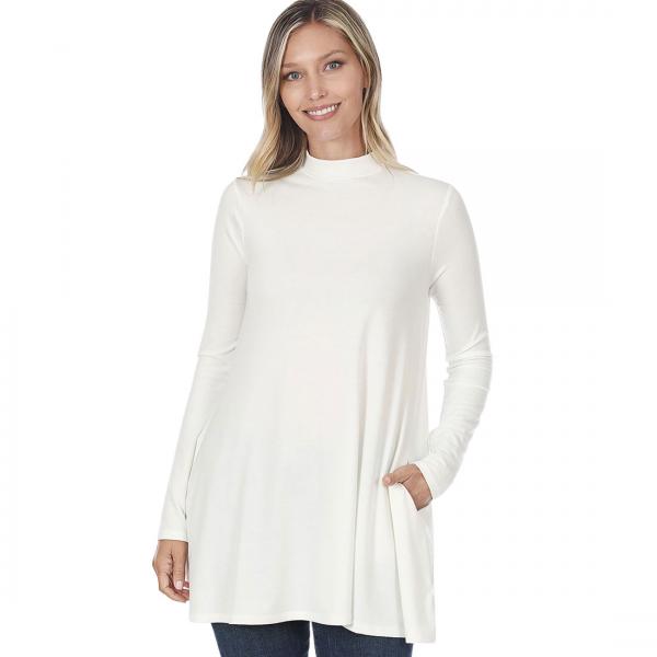 Wholesale 1641 - Mock Turtleneck Tunic Ivory Mock Turtleneck - Long Sleeve with Pockets 1641 	 - X-Large