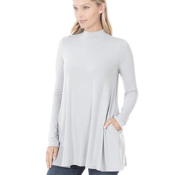 Wholesale 1641 - Mock Turtleneck Tunic LIGHT GREY Mock Turtleneck - Long Sleeve with Pockets 1641 	 - Medium