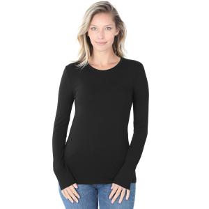 3320 - Long Sleeve Cotton Slim Fit Tops BLACK Cotton Long Sleeve Round Neck 3320 - X-Large