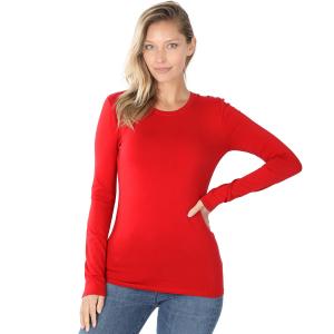 3320 - Long Sleeve Cotton Slim Fit Tops DARK RED Cotton Long Sleeve Round Neck 3320 - X-Large