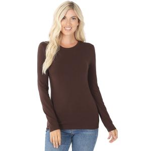 3320 - Long Sleeve Cotton Slim Fit Tops BROWN Cotton Long Sleeve Round Neck 3320 - Medium