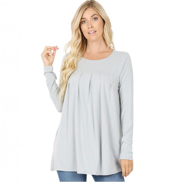 Wholesale 1658 - Long Sleeve Round Neck Pleated Tops LIGHT GREY Long Sleeve Round Neck Pleated 1658 - X-Large