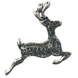 1225 - Christmas Ideas  558 Silver Reindeer<br>
Artful Design Magnetic Brooch - 2.25