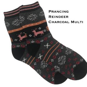 1225 - Christmas Ideas  Prancing Reindeer - Charcoal Multi - Woman's 6-10