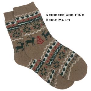 1225 - Christmas Ideas  Reindeer and Pine - Beige Multi - Woman's 6-10