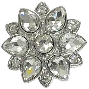 1225 - Christmas Ideas  557 Silver Rhinestone Flower<br>
Artful Magnetic Design Brooch - 1.75