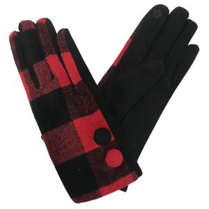 1225 - Christmas Ideas  BPRD - Red/Black <br>
Red/Black Buffalo Plaid w/Buttons - One Size Fits Most