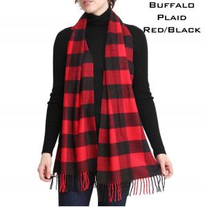 1225 - Christmas Ideas  1337 - Black/Red Buffalo Plaid<br>Cashmere Feel Scarves- Solids & Plaids - One Size Fits All