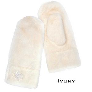 1225 - Christmas Ideas  187 - Ivory Snowflake<br>
Plush Mittens - One Size Fits Most