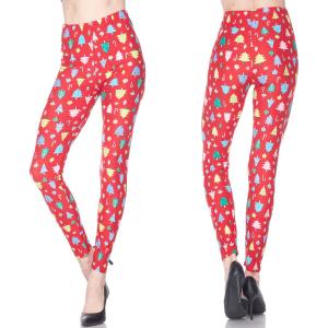 1225 - Christmas Ideas  J331P Trees and Candy Canes Christmas Print Brushed Fiber Leggings 7683 - Curvy Fits (L-1X)