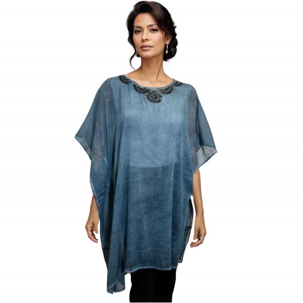 wholesale 0175 - Beaded Kaftan Style Tops  0175 - Blue<br> 
Beaded Kaftan Style Top  - One Size Fits Most