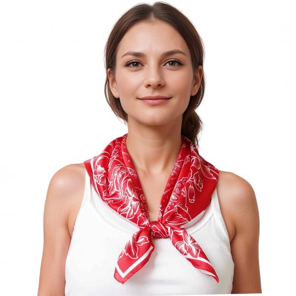 wholesale 3413 -  Light Satin Neckerchief Squares 10465/RD<br> 
Red Bandana (MB) - 27.5