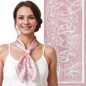 Wholesale 3413 -  Light Satin Neckerchief Squares 10465/PK<br>
Pink Bandana - 27.5