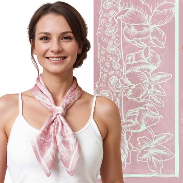 wholesale 3413 -  Light Satin Neckerchief Squares 10465/PK<br>
Pink Bandana - 27.5