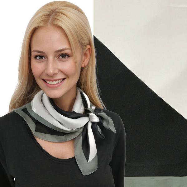 wholesale 3413 -  Light Satin Neckerchief Squares 3413/01<br>
Black and White  - 27.5