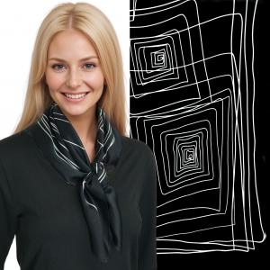 Wholesale 3413 -  Light Satin Neckerchief Squares 3413/07<br>
Black Abstract  - 27.5