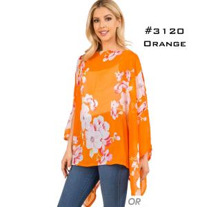 Chiffon Keyhole Ponchos 3120/3116 3120 - Orange Floral<br>Chiffon Poncho
**  - 