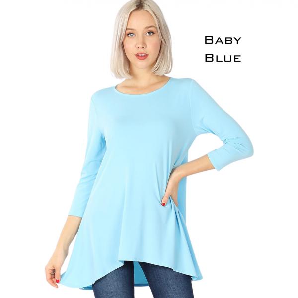 wholesale 2367 - Ity High-Low 3/4 Sleeve Top BABY BLUE High-Low 3/4 Sleeve Top 2367 - Medium