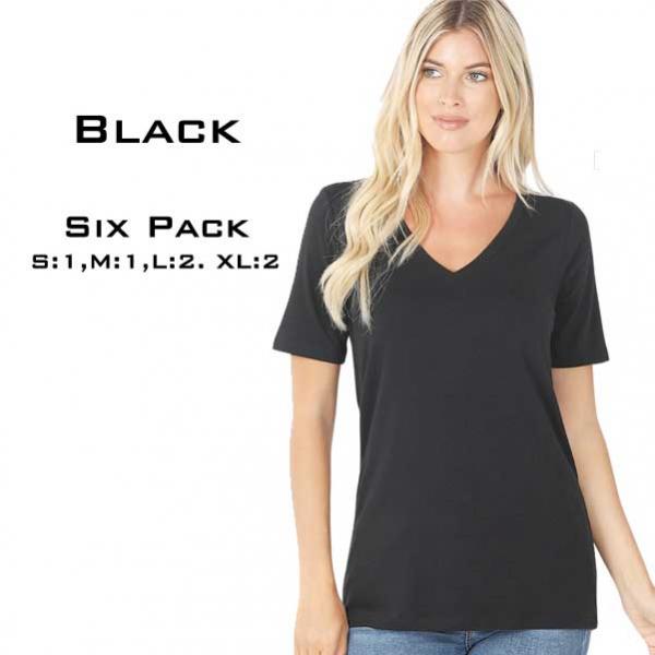 wholesale 2109 - Short Sleeve V-Neck Tee   BLACK (SIX PACK)Short Sleeve V-Neck Tee 2109 (1S,1M,2L,2XL) - S:1,M:1,L:2,XL:2