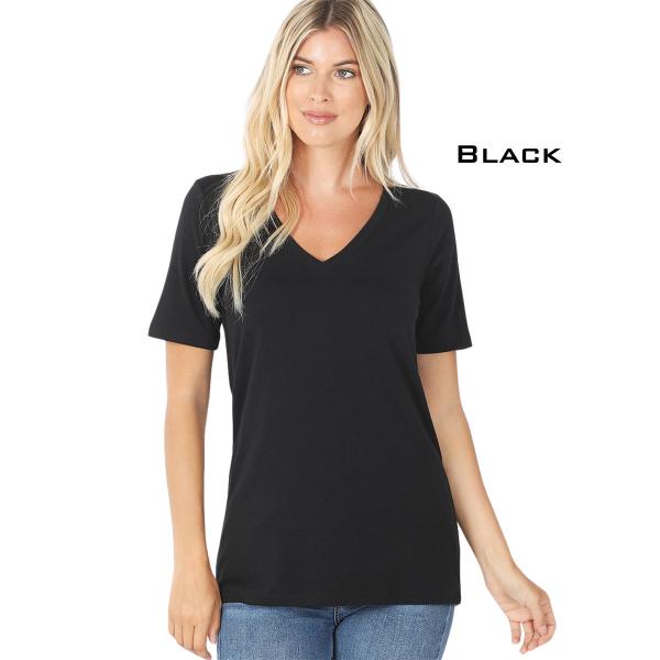 wholesale 2109 - Short Sleeve V-Neck Tee  BLACK Short Sleeve V-Neck Tee 2109 - Medium