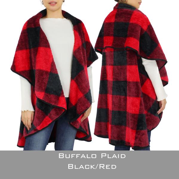 wholesale z10049 - Buffalo Plaid Plush Vests 10049 - Red and Black <br>Buffalo Plaid Plush Fleece Vest  - 