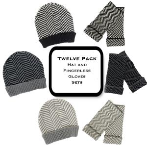 Wholesale 3522 - Hat and Glove Set 3522 - Twelve Pack Hat and Glove Set - One Size Fits Most