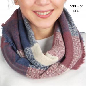 AssortedWinter Infinities-9810/10078/1296/4082/766 9809 BLUE MULTI Woven Infinity Scarf - One Size Fits All