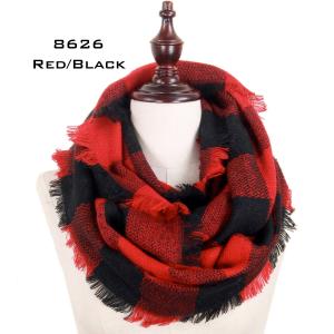 AssortedWinter Infinities-9810/10078/1296/4082/766 8628 RED/BLACK PLAID Woven Infinity Scarf - One Size Fits All