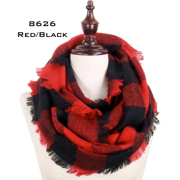 Winter Infinities-3552/9810/10078/1296/4082/766 8628 RED/BLACK PLAID Woven Infinity Scarf - One Size Fits All