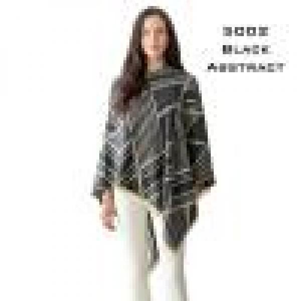 3527 - Assorted Autumn/Winter Ponchos  CWR5002 DARK GREY Geometric Pattern Cashmere Feel Poncho - One Size Fits Most