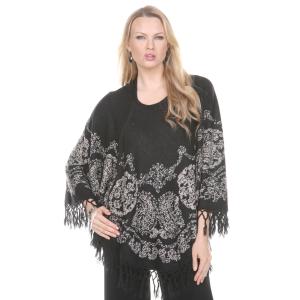 3527 - Assorted Autumn/Winter Ponchos  8100 - Black<br>
Cotton Feel Paisley
 - One Size Fits Most