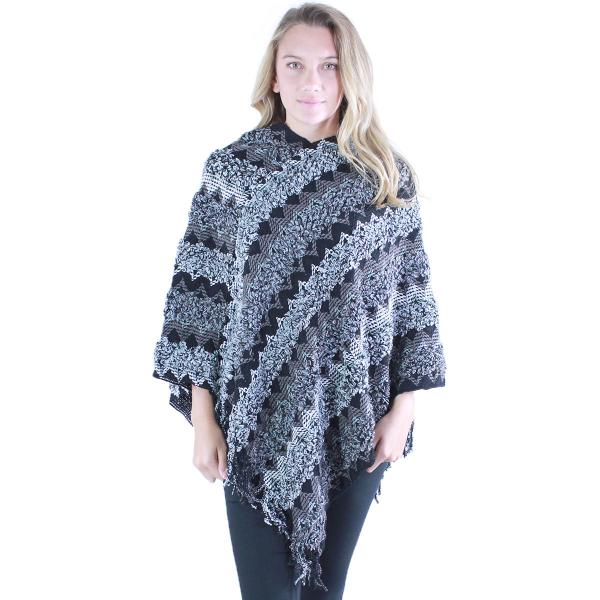 3527 - Assorted Autumn/Winter Ponchos  9151 - Black<br>Woodstock Knit Multi Color - 