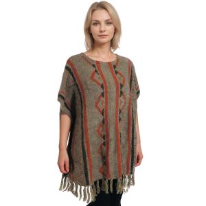 3527 - Assorted Autumn/Winter Ponchos  466 - Taupe<br>
Ethnic Print Mohair Feel Tunic MB - One Size Fits Most