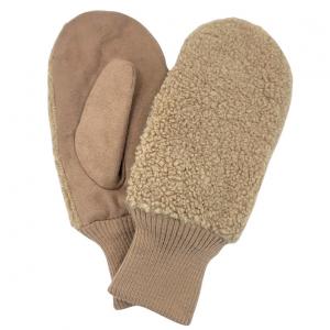 Plush Mittens  3039 - Taupe<br>
Sherpa and Suede Mittens
 - One Size Fits Most