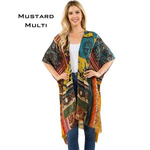 3143 - Abstract Jewel Tone Kimono* 3143 - #01<br> 
Mustard Multi Kimono* - 