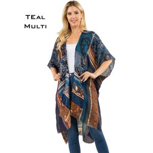 3143 - Abstract Jewel Tone Kimono* 3143 - 03<br>
Teal Multi Kimono* - 